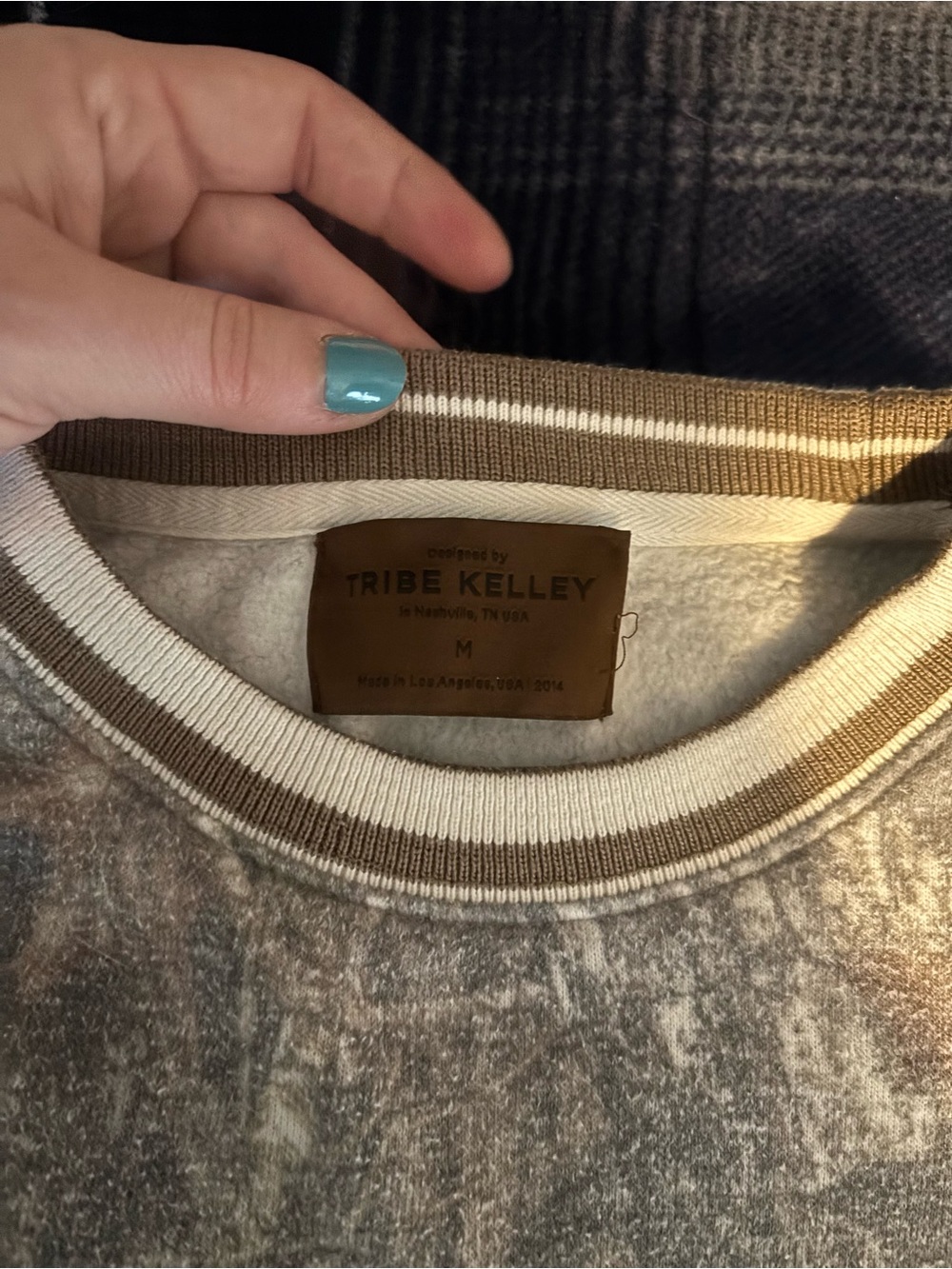 TRIBE Camo Crewneck Sweatshirt - Gray/Brown - Picture 2 of 5